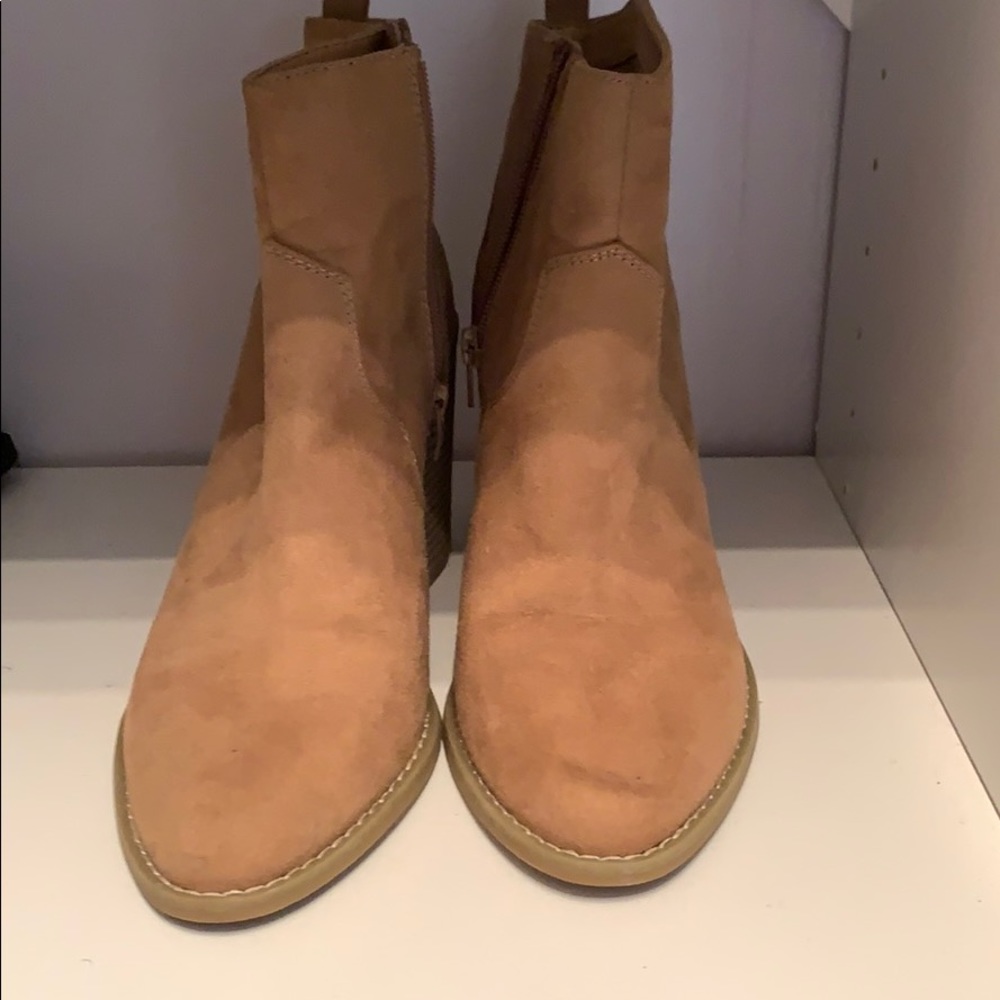 Tan suede booties